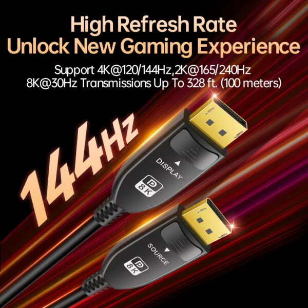 Good Connections Cavo DisplayPort 1.4 Premium, 8K@60Hz / 4K@240Hz, 0,5m, Nero, Con Blocco