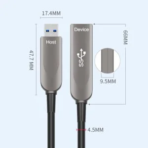 Dimensiones del cable de extensión de fibra óptica activo USB 3.1 Gen 2 Dimensiones del cable de extensión de fibra óptica activo USB 3.1 Gen 2
