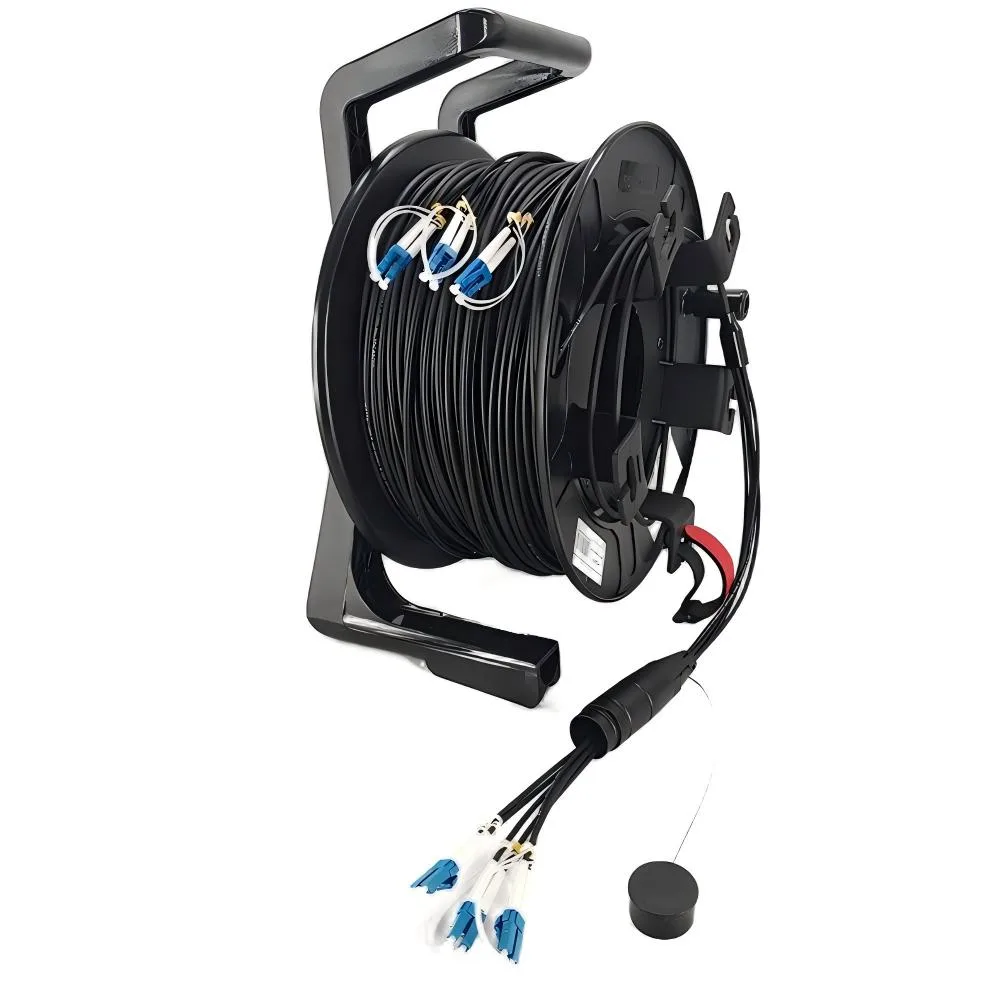 Armored Fiber Optic Cable Assembly with 8LC on Tactical Drum Reel