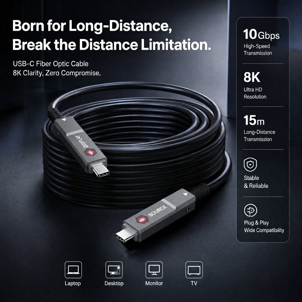 AOCFiberLink FUCC-3205 Fiber Optical USBC Cable LED indicator
