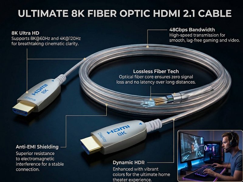 AOCFiberlink FHDC-2102 Câble optique actif HDMI 8K ultra-mince AOCFiberlink FHDC-2102 Câble optique actif HDMI 8K ultra-mince